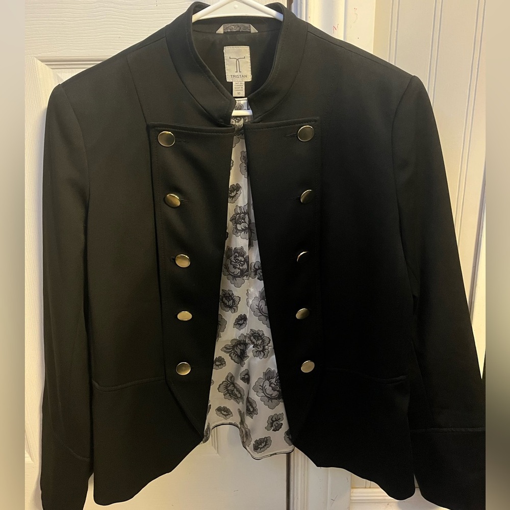 Tristan Women’s Black Fitted Blazer with Gold Buttons